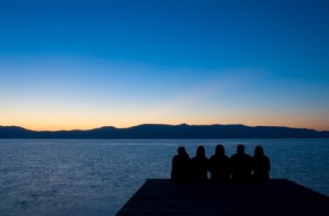 Family enjoying sunrise 